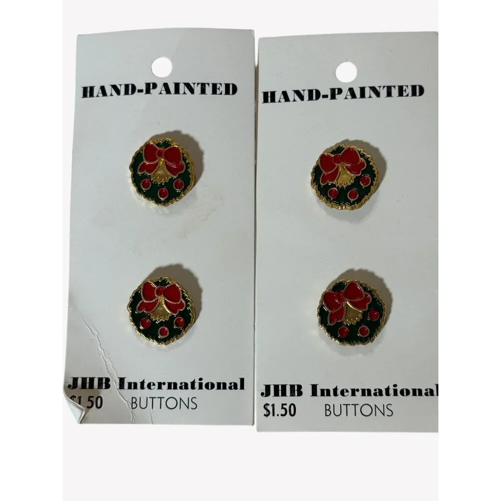 Vintage Hand Painted JHB‎ International New Old Stock Christmas Buttons Lot